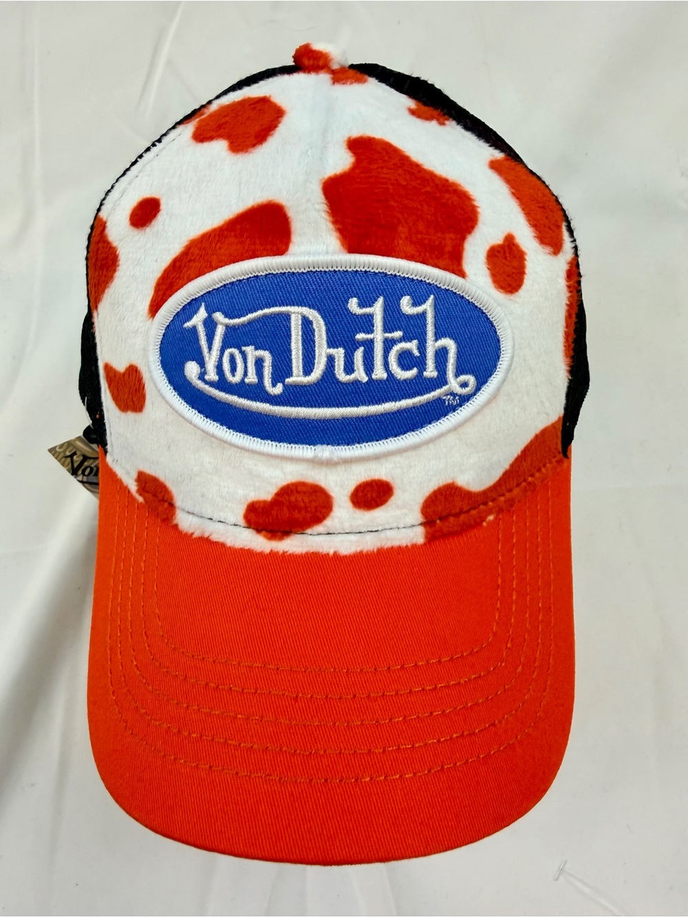 Von Dutch Trucker Hat Orange Cow colorway NWT Y2K